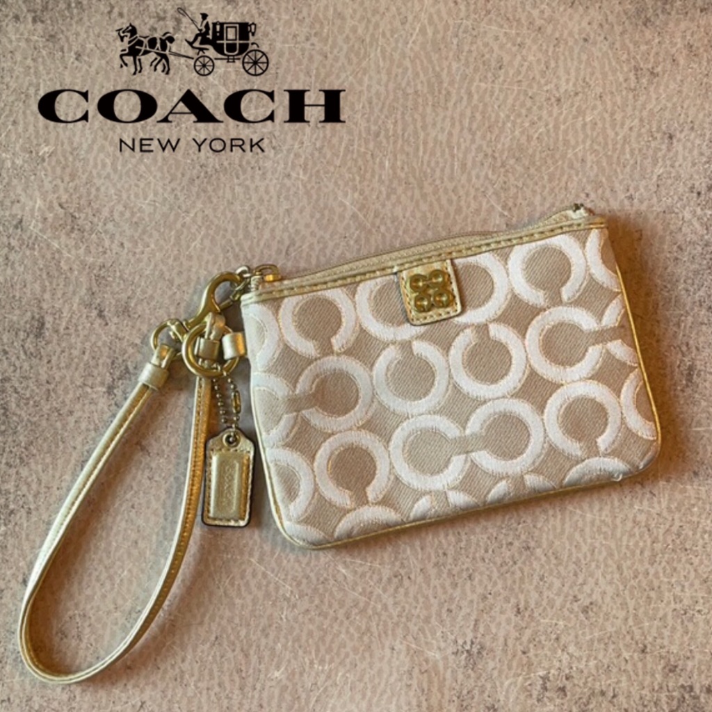 Coach Monogram Logo Zip Top Wristlet